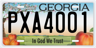 GA license plate PXA4001