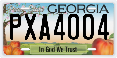 GA license plate PXA4004
