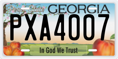 GA license plate PXA4007