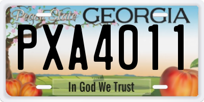 GA license plate PXA4011