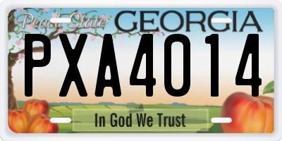 GA license plate PXA4014
