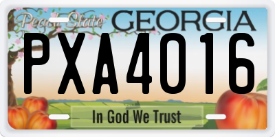GA license plate PXA4016