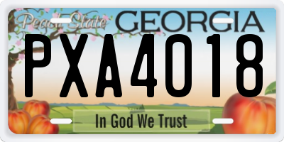 GA license plate PXA4018