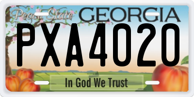 GA license plate PXA4020