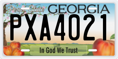 GA license plate PXA4021