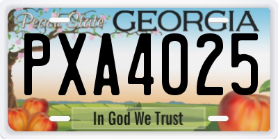 GA license plate PXA4025