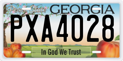 GA license plate PXA4028