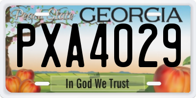 GA license plate PXA4029