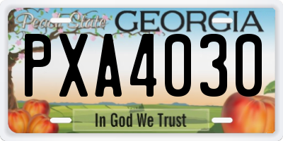 GA license plate PXA4030