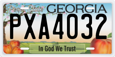 GA license plate PXA4032