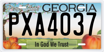 GA license plate PXA4037