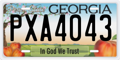 GA license plate PXA4043