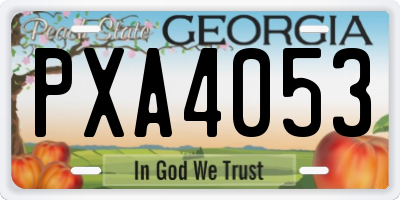 GA license plate PXA4053