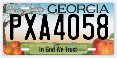 GA license plate PXA4058