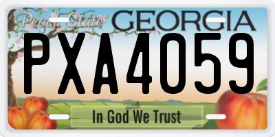 GA license plate PXA4059