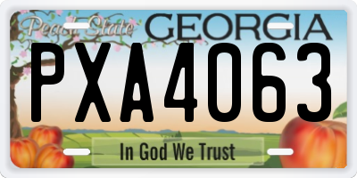 GA license plate PXA4063
