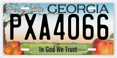GA license plate PXA4066