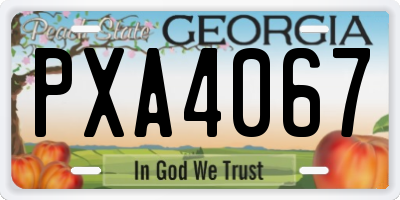 GA license plate PXA4067