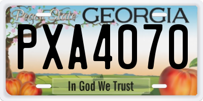 GA license plate PXA4070