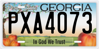 GA license plate PXA4073
