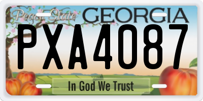 GA license plate PXA4087