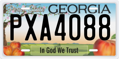 GA license plate PXA4088