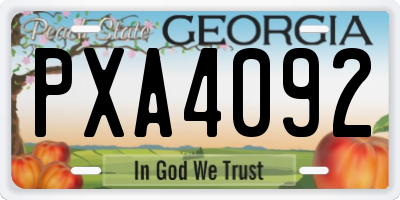 GA license plate PXA4092