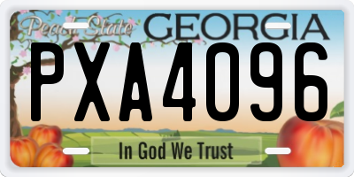 GA license plate PXA4096