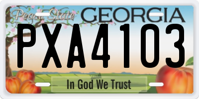GA license plate PXA4103