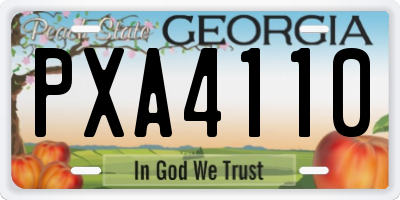 GA license plate PXA4110