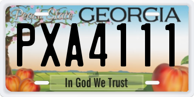 GA license plate PXA4111