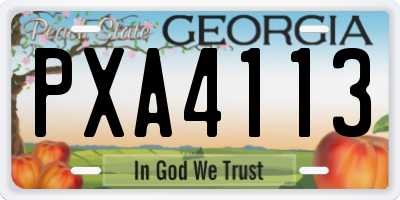 GA license plate PXA4113