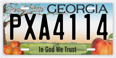 GA license plate PXA4114