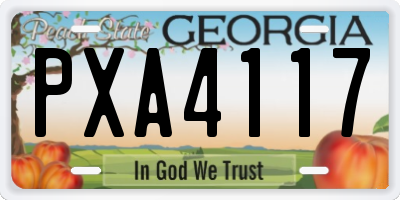 GA license plate PXA4117