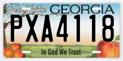 GA license plate PXA4118