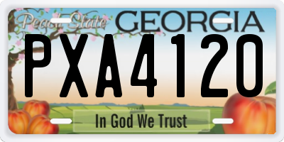 GA license plate PXA4120
