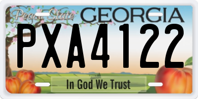 GA license plate PXA4122
