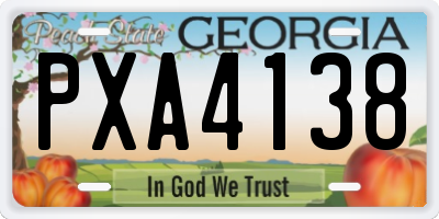 GA license plate PXA4138