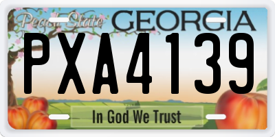 GA license plate PXA4139