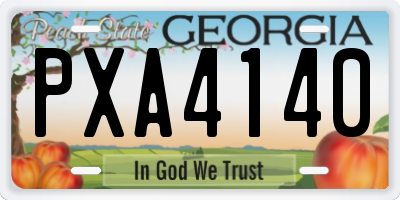 GA license plate PXA4140