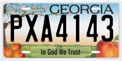 GA license plate PXA4143
