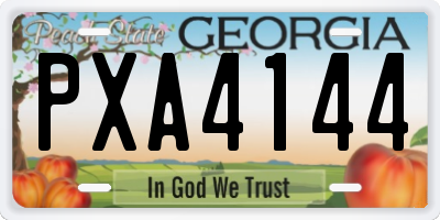 GA license plate PXA4144