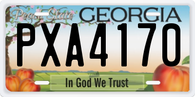 GA license plate PXA4170