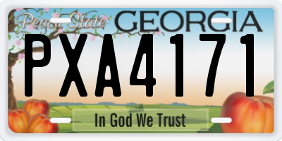 GA license plate PXA4171