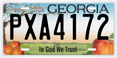 GA license plate PXA4172