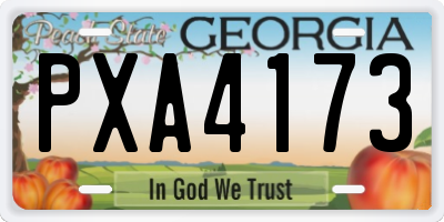 GA license plate PXA4173