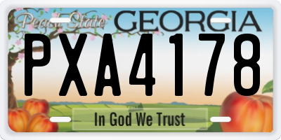GA license plate PXA4178
