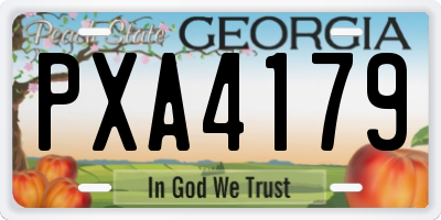 GA license plate PXA4179