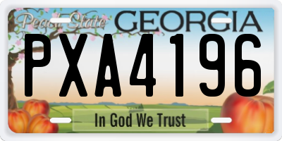 GA license plate PXA4196