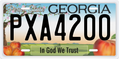 GA license plate PXA4200